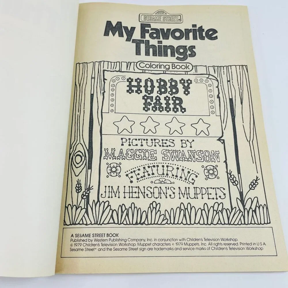 My Favorite Things Sesame Street Coloring Book 1979 Swanson Whitman Uncolored